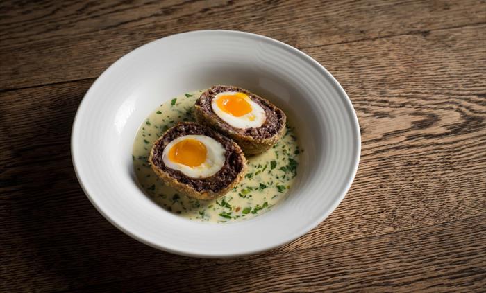 Mangalitza black pudding scotch egg
